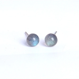 S925 sterling silver stud earrings featuring round labradorite stones with blue fire