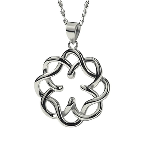 Elegant S925 sterling silver necklace with hollow concentric flower knot pendant
