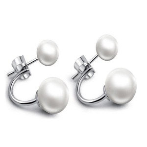 Boucles d'Oreilles Clous Double Künstliche Perle Avec Tige en Argent Sterling 925 Nacre Naturelle Bijoux de Mode Minimalistes pour Femmes