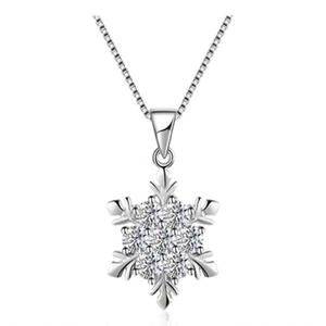 Collana con ciondolo a fiocco di neve in argento sterling S925 con zirconi cubici