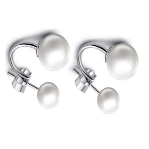 Boucles d'oreilles minimalistes en argent sterling S925 avec double perle moderne