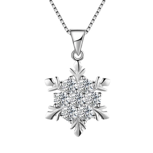 Elegante collana con ciondolo a fiocco di neve in argento s925 e zirconi cubici