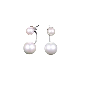 Élégantes boucles d'oreilles double perle en argent s925 avec éclat rose blanc