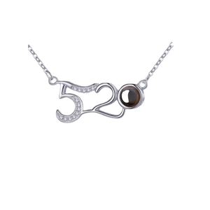 S925 Sterling Silber 520 Projektionskette mit Mikro-Pavé-Kristallen und polierter Optik