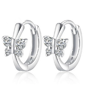 S925 Sterling Zilveren Vlinder Zirconia Hoop Oorbellen Voor Vrouwen Prachtige Dier Huggie Oorbellen Individuele Mode Sieraden Cadeau