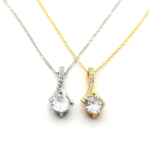 S925 Sterling Silver Zirconia Pendant Necklace For Women Elegant Micro Pave Water Drop Shape White Gold Plated Jewelry Gift