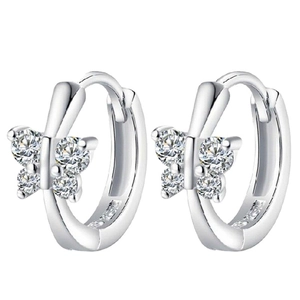 S925 sterling zilveren vlinder oorringen met fonkelende zirkonia kristallen