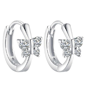 S925 sterling zilveren vlinder oorringen met sprankelende zirkonia kristallen stenen