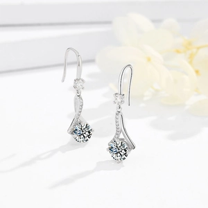 Boucles d'Oreilles Pendantes en Argent Sterling 925 Avec Zirconia Design Fleur Croix Boucles d'Oreilles pour Femme Bijoux Cadeau