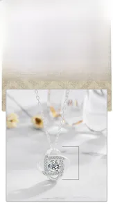 Detail view of 925 sterling silver four-leaf clover pendant with 1.5cm diamond inlay