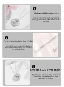 Detail of 925 silver necklace showing the 5cm adjustable chain and polished finish