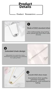 Macro detail of S925 sterling silver evil eye necklace with 5cm adjustable extension chain