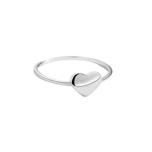 Minimalist S925 sterling silver heart ring with a polished finish for women