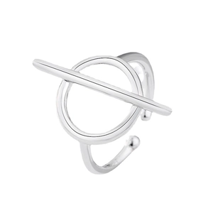 Minimalist 925 sterling silver geometric circle ring with adjustable open band design