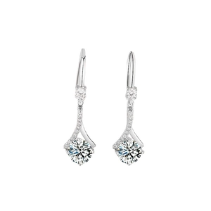 Boucles d'oreilles pendantes en argent S925 avec design croisé et zircons scintillants