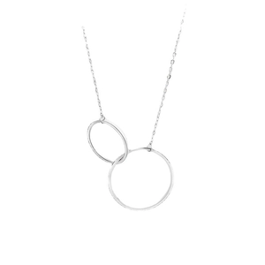 Collier minimaliste en argent sterling S925 avec pendentif double cercle entrelacé