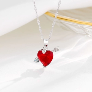 Elegante Collana con Ciondolo Cuore dell'Oceano in Argento Sterling 925 da Donna Zirconia Freccia di Cupido Catena a Forma di Cuore Gioielli