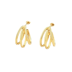 Three-layer nested geometric gold stud earrings made of S925 sterling silver for women