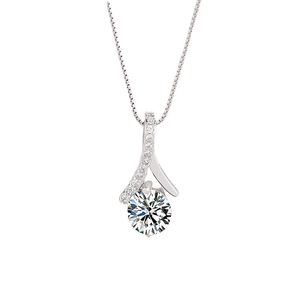 Elegant S925 sterling silver necklace with a brilliant zircon pendant in a Y-shape design