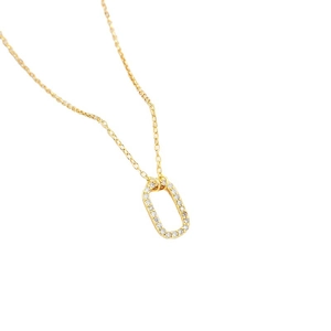 Minimalist 925 silver egg-shaped pendant necklace with cubic zirconia and gold plating