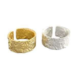 Bagues en argent sterling 925 à texture lave irrégulière en finitions or et argent