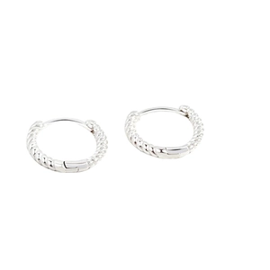 Créoles minimalistes en argent sterling 925 avec texture torsadée vintage en argent poli