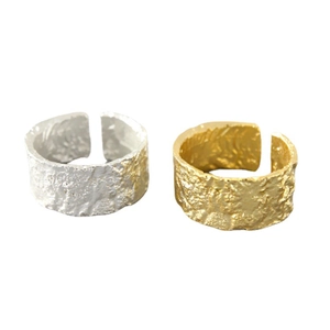 Bagues ouvertes en argent sterling 925 à texture ondulée en finitions or et argent