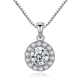 925 Sterlingsilber Rund Halo Anhänger Halskette Für Damen Glänzende Zirkonia Schlüsselbein Kette Nischendesign Mode Schmuck Geschenk