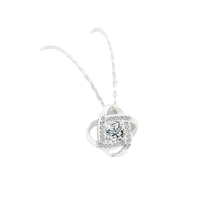 Minimalist 925 sterling silver four-leaf clover heart necklace with sparkling zircon stone