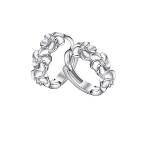 925 Sterling Silver flower hoop earrings with zircon stones in a staggered layout
