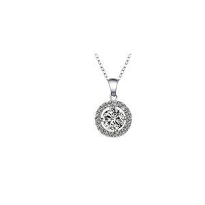 Funkelnde Halskette aus S925 Sterlingsilber mit rundem Zirkonia-Anhänger für Damen