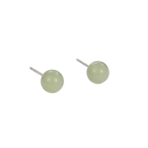 925 Sterling Silver Stud Earrings Minimalist Round Green Bead Rhinestone Geometric Fashion Jewelry For Women Daily Accessory