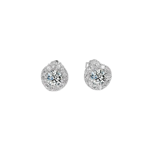 925 Sterling Silver Halo Stud Earrings For Women With Round Zirconia Micro Inlaid Elegant Minimalist Jewelry Gift