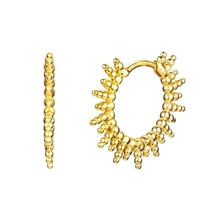 Boucles d'Oreilles Créoles en Argent Sterling S925 Perles Tournesol Pour Femmes Hommes Texture Solaire Plaqué Or Platine