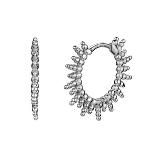 Créoles en argent sterling S925 style tournesol avec surface texturée mode punk