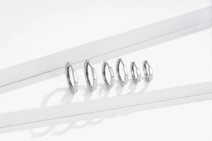 Three pairs of polished S925 sterling silver geometric hexagonal hoop earrings in various sizes