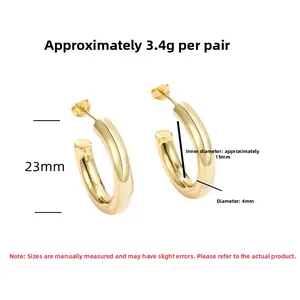 Spécifications de taille pour boucles d'oreilles créoles dorées en C de 23mm de hauteur