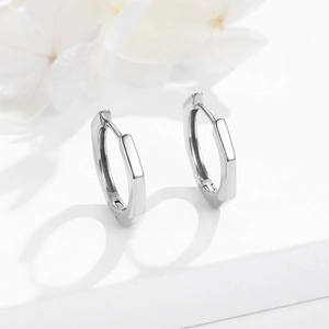925 Sterling Silver Octagon Hoop Earrings For Women Minimalist Geometric Huggie Earrings Dainty Silver Jewelry Accessories Gift
