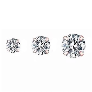 Three-piece set of rose gold S925 sterling silver four-prong stud earrings in varied sizes