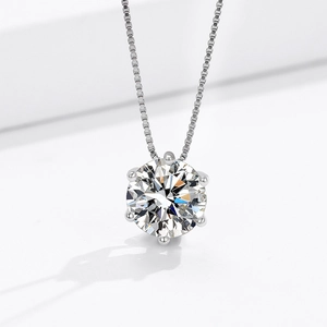 925 Sterling Silver Crown Six-Prong Zirconia Pendant Necklace For Women Elegant Minimalist Clavicle Chain Jewelry Anniversary Gift