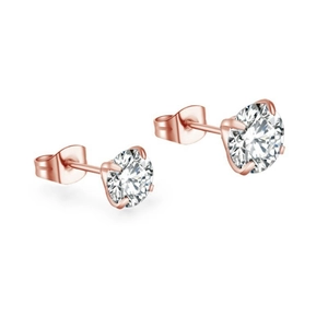 925 Sterling Silver Round Claw Rhinestone Stud Earrings Rose Gold Silver Color Minimalist Small Piercing Jewelry For Women