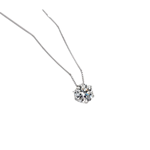 Elegant S925 silver necklace featuring a six-prong crown solitaire cubic zirconia pendant
