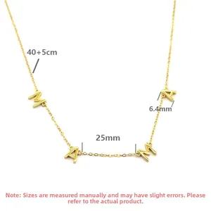 Détails des dimensions du collier MAMA avec une chaîne dorée de 40+5cm de long