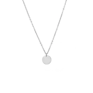 Minimalist S925 sterling silver round disc pendant necklace with shiny polished finish
