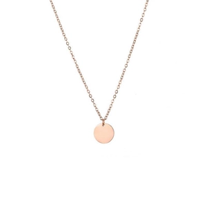 Minimalist S925 sterling silver round pendant necklace with polished rose gold finish