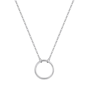 Minimalist S925 sterling silver necklace featuring a sleek circular ring pendant