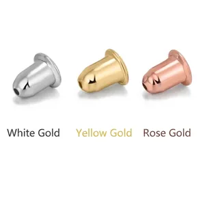 Bullet-shaped S925 sterling silver earring backs in silver, gold, and rose gold finishes