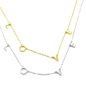 Collier minimaliste en argent sterling S925 avec pendentif LOVE en doré et argenté