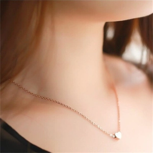 Minimalistische S925 Sterling Silber Herz Halskette in Roségold-Finish für Frauen
