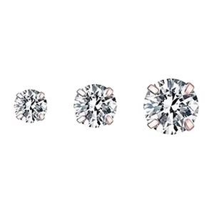 Three pairs of S925 sterling silver rose gold stud earrings with round cubic zirconia
